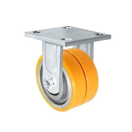 Casterhq 4"x2" Dual Wheel Rigid Fixed Caster, Polyurethane on Aluminum, Mai Z7-M2I6-NEB4
